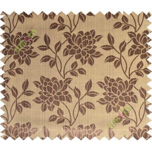 Black brown beautiful floral leaf design poly main curtain designs