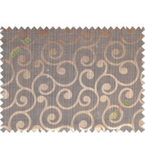 Copper brown black color traditional seamless swirl design poly main curtain designs