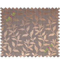 Copper brown black floral design leafy texture poly main curtain designs