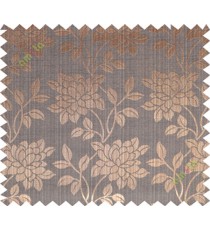 Copper brown black beautiful floral leaf design poly main curtain designs
