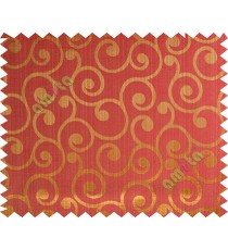 Gold red color traditional seamless swirl design poly main curtain designs