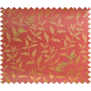 Gold red floral design leafy texture poly main curtain designs
