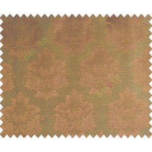 Traditional brown copper damask temple design palace royal design on brown base main curtain 