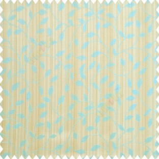 Blue gold grey color floral texture designs vertical pencil stripes background small leaves elegant look polyester main curtain