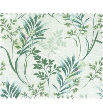 Traditional floral buds and leaves ferns grey turquoise blue green on beige base texture polyester main curtain