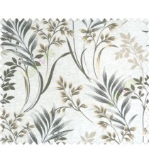 Traditional floral buds and leaves ferns maroon brown on beige base texture polyester main curtain