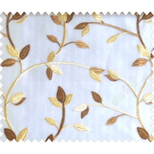 Traditional clear pattern floral leaf on plant light brown cream leaves on half-white cream base sheer curtain