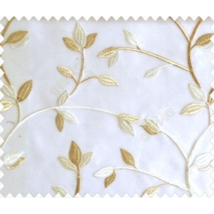 Traditional clear pattern floral leaf on plant white cream leaves on half-white cream base sheer curtain