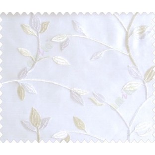 Traditional clear pattern floral leaf on plant white cream leaves on white base sheer curtain