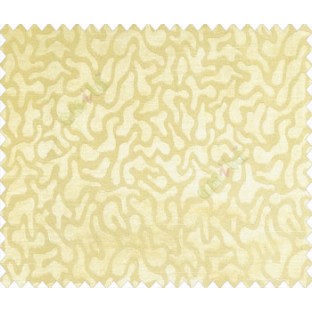 Abstract microbe choco flakes rounded geometric pattern gold on yellow base main curtain