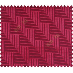Abstract geometric step server stack staircase slant design pink maroon red on dark brown black base main curtain