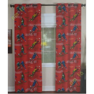 Kids red footballer polyester main curtain designs