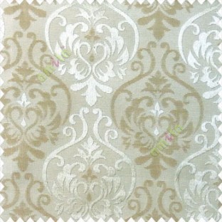 Light brown beige color traditional damask design with horizontal background stripes polyester main curtain