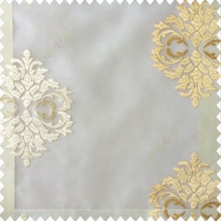 Beige cream white color traditional embroidery damask pattern with transparent material with horizontal thin stripes polyester sheer curtain