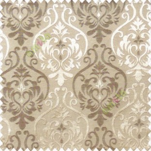 Dark brown and light brown color traditional damask design with horizontal background stripes polyester main curtain
