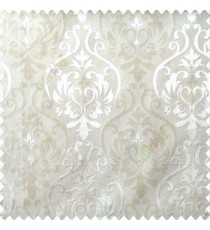 White and beige color traditional damask design with horizontal background stripes polyester main curtain