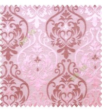 Pink purple color traditional damask design with horizontal background stripes polyester main curtain
