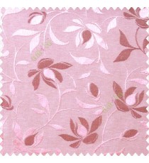 Pink purple color natural floral leaf pattern hanging longleaf on the trendy stem horizontal stripes polyester main curtain