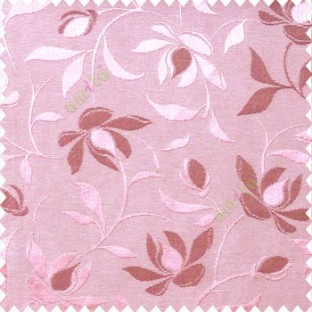 Pink purple color natural floral leaf pattern hanging longleaf on the trendy stem horizontal stripes polyester main curtain