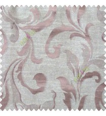 Brown beige color traditional floral big leaf design swirls hanging leaf pattern polyester main curtain