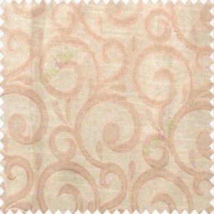 Beige brown color swirls pattern traditional rainwater drop fish semi circles design polyester main curtain