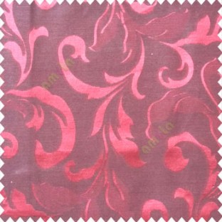 Red black color traditional floral big leaf design swirls hanging leaf pattern polyester main curtain