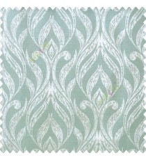 Green beige color traditional floral design vertical damask pattern swirls longleaf texture surface polyester main curtain