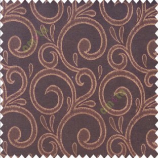 Brown black color swirls pattern traditional rain water drop fish semi circles design polyester main curtain