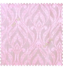 Pink beige color traditional floral design vertical damask pattern swirls longleaf texture surface polyester main curtain