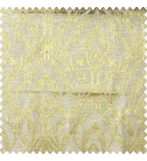 Green beige color traditional floral design vertical damask pattern swirls longleaf texture surface polyester main curtain