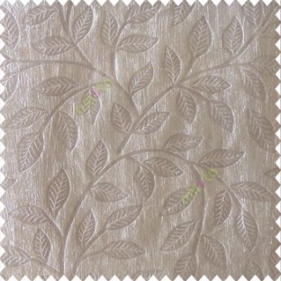 Grey color beautiful floral self-leaf design engraved small leaves on vertical texture lines patterns fabric polyester main curtain