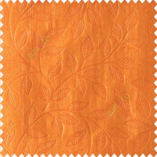 Orange yellow color beautiful floral self-leaf design engraved small leaves on vertical texture lines patterns fabric polyester main curtain