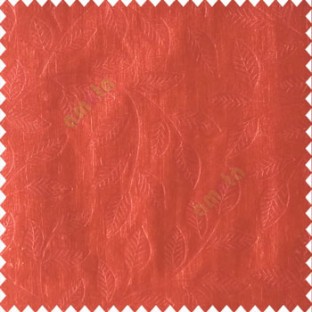 Dark orange color beautiful floral self-leaf design engraved small leaves on vertical texture lines patterns fabric polyester main curtain