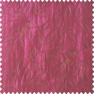 Dark purple color beautiful floral self-leaf design engraved small leaves on vertical texture lines patterns fabric polyester main curtain