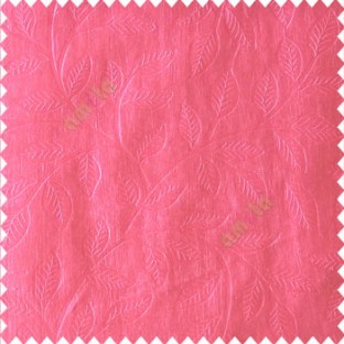Pink color beautiful floral self-leaf design engraved small leaves on vertical texture lines patterns fabric polyester main curtain