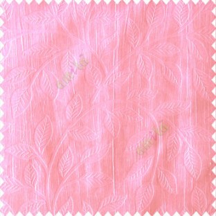 Baby pink color beautiful floral self-leaf design engraved small leaves on vertical texture lines patterns fabric polyester main curtain