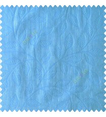 Sky blue color beautiful floral self-leaf design engraved small leaves on vertical texture lines patterns fabric polyester main curtain
