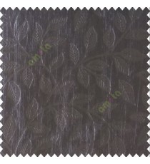 Pure black color beautiful floral self leaf design engraved small leaves on vertical texture lines patterns fabric polyester main curtain