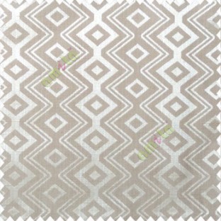 Grey brown color traditional abstract ogee design vertical diamond and zigzag-shaped lines polyester main curtain