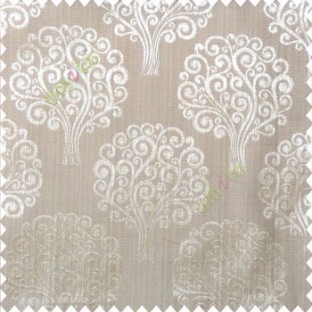 Brown beige color beautiful traditional tree design swirls made tree multi layers polyester main curtain