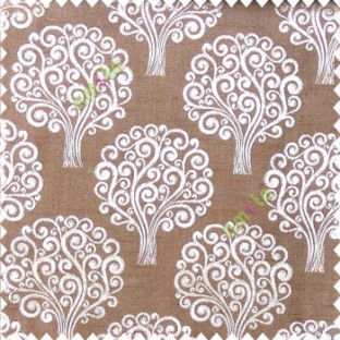 Copper brown beige color beautiful traditional tree design swirls made tree multi layers polyester main curtain