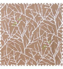Copper brown beige color traditional tree pattern complete twigs design branches leafless plants polyester main curtain