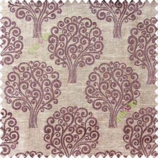 Dak chocolate brown beige color beautiful traditional tree design swirls made tree multi layers polyester main curtain