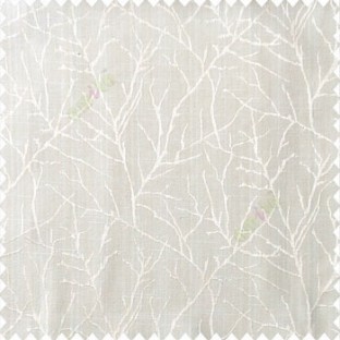 Beige cream color traditional tree pattern complete twigs design branches leafless plants polyester main curtain