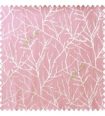Pink grey green color traditional tree pattern complete twigs design branches leafless plants polyester main curtain
