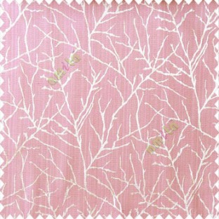 Pink grey green color traditional tree pattern complete twigs design branches leafless plants polyester main curtain