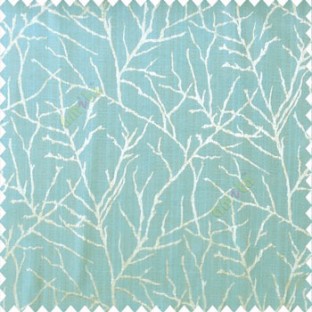 Brown blue grey color traditional tree pattern complete twigs design branches leafless plants polyester main curtain