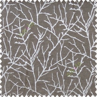Black grey color traditional tree pattern complete twigs design branches leafless plants polyester main curtain