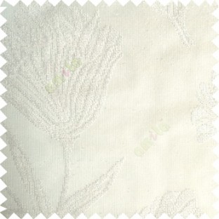 Pure white color beautiful big size flower long leaves pattern honeycomb texture base fabric with transparent net background sheer curtain