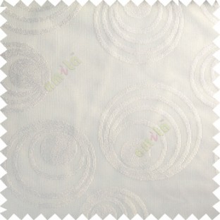 Cream color geometric circles texture layers honeycomb pattern with transparent net background polyester sheer curtain